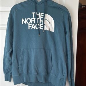 The North Face Blue Sweatshirt with Iconic Logo and Cozy Hood